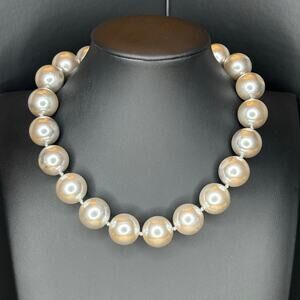 Vintage NWT Richelieu Chunky Silver Pearl Choker Necklace 14"
